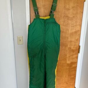 True Vintage John Deere Green and Yellow Men's Snowmobile Overalls 70s